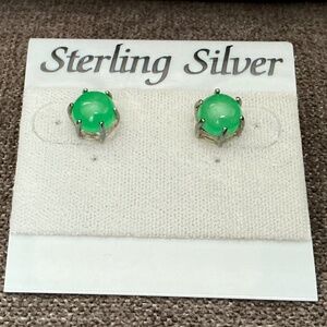 Genuine Jade Sterling Silver Earrings